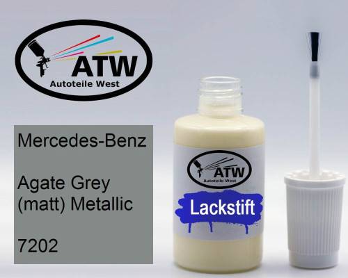 Mercedes-Benz, Agate Grey (matt) Metallic, 7202: 20ml Lackstift, von ATW Autoteile West.